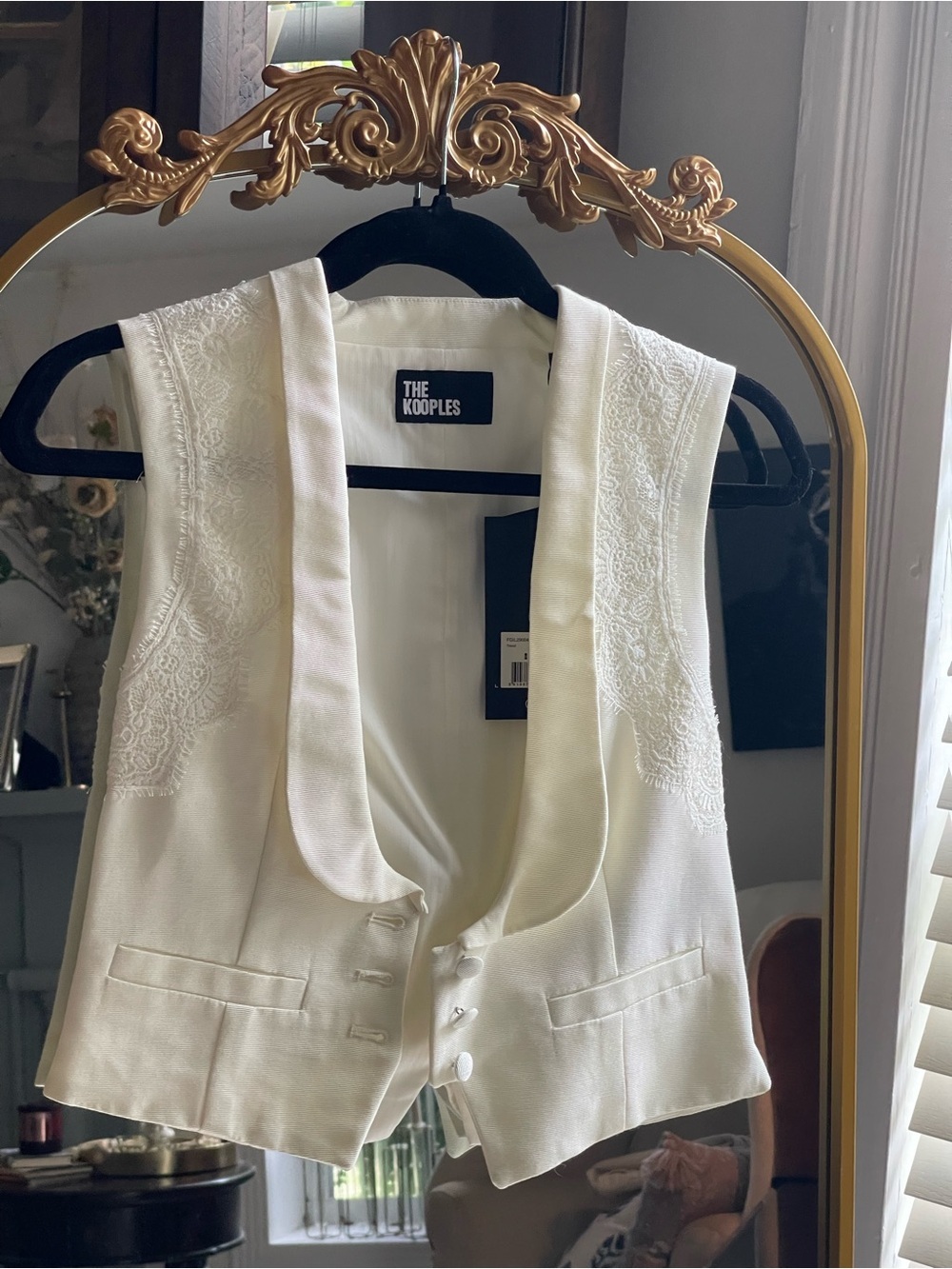 THE KOOPLES NWT Ivory Plunge-neck button-down cotton-blend waistcoat vest